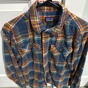 Patagonia Flannel Plaid Shirt - Blue, Orange, Brown